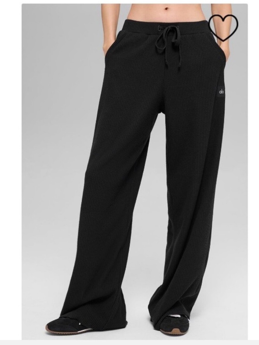 ALO YOGA NWT Muse Wide Leg Ribbed Pants BLACK Color SIze SMALL